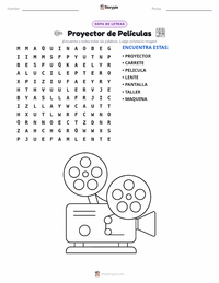 Vista previa de la hoja de trabajo imprimible de Proyector de cine