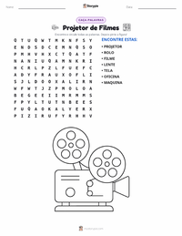 Prévia da folha de atividades imprimível Projetor de Cinema