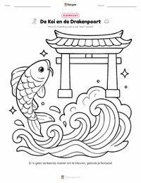 Koi en de Drakenpoort - Chinees kleurplaat voor kinderen