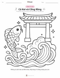 Trang tô màu Cá Chép Vượt Vũ Môn - Trung Quốc cho trẻ em