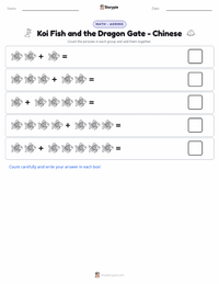 Koi Fish and the Dragon Gate - Chinese printable worksheet preview