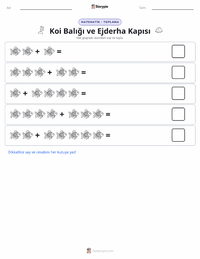 Koi Balığı ve Ejderha Kapısı - Çin yazdırılabilir çalışma sayfası önizlemesi