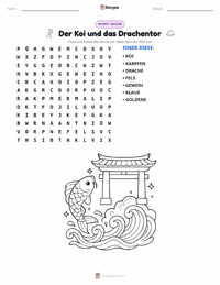 Koi-Fisch und das Drachentor - Chinesisch druckbare Arbeitsblatt Vorschau