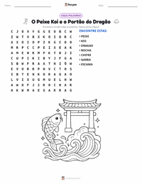 Prévia da folha de atividades imprimível Peixe Koi e o Portão do Dragão - Chinês