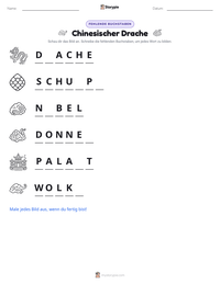 Chinesischer Drache druckbare Arbeitsblatt Vorschau