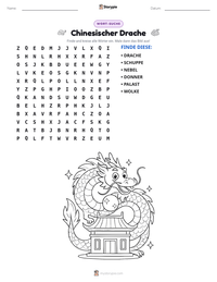 Chinesischer Drache druckbare Arbeitsblatt Vorschau