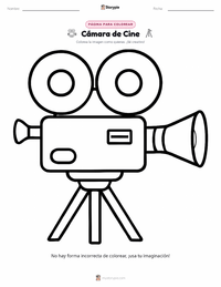 Página para colorear de Cámara de Cine para niños