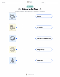 Hoja de trabajo imprimible de Cámara de Cine para niños