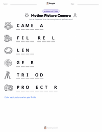 Motion Picture Camera printable worksheet preview