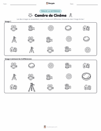 Aperçu de la feuille de travail imprimable Caméra cinématographique