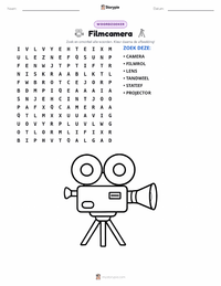 Filmcamera afdrukbare werkblad voorbeeld