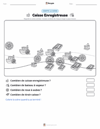 Aperçu de la feuille de travail imprimable Caisse Enregistreuse