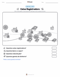 Prévia da folha de atividades imprimível Caixa Registradora