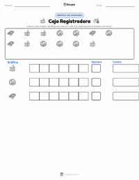 Vista previa de la hoja de trabajo imprimible de Caja Registradora
