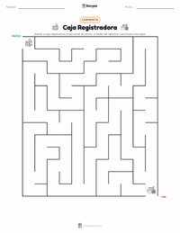 Vista previa de la hoja de trabajo imprimible de Caja Registradora