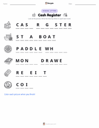 Cash Register printable worksheet preview