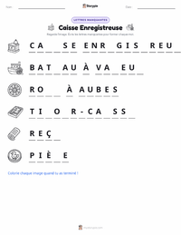 Aperçu de la feuille de travail imprimable Caisse Enregistreuse