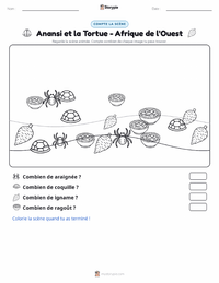 Aperçu de la feuille de travail imprimable Kwaku Anansi et la Tortue - Afrique de l'Ouest