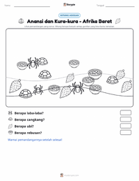 Prabaca lembar kerja cetak Kwaku Anansi dan Kura-Kura - Afrika Barat