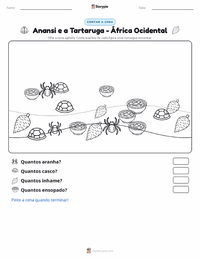 Prévia da folha de atividades imprimível Kwaku Anansi e a Tartaruga - África Ocidental
