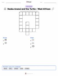 Kwaku Anansi and the Turtle - West African printable worksheet preview