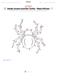 Kwaku Anansi and the Turtle - West African printable worksheet preview