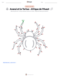 Aperçu de la feuille de travail imprimable Kwaku Anansi et la Tortue - Afrique de l'Ouest