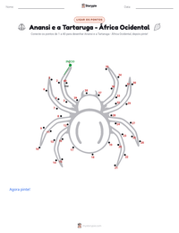 Prévia da folha de atividades imprimível Kwaku Anansi e a Tartaruga - África Ocidental