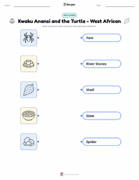Kwaku Anansi and the Turtle - West African printable worksheet preview