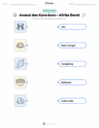 Lembar kerja cetak Kwaku Anansi dan Kura-Kura - Afrika Barat untuk anak-anak