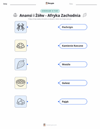 Drukowalny arkusz ćwiczeń Kwaku Anansi i Żółw - Afryka Zachodnia dla dzieci