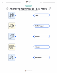 Kwaku Anansi ve Kaplumbağa - Batı Afrika çocuklar için yazdırılabilir çalışma sayfası