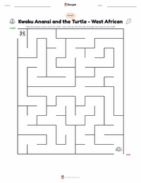 Kwaku Anansi and the Turtle - West African printable worksheet preview