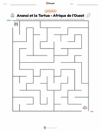 Aperçu de la feuille de travail imprimable Kwaku Anansi et la Tortue - Afrique de l'Ouest