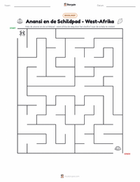 Kwaku Anansi en de Schildpad - West-Afrikaans afdrukbare werkblad voorbeeld