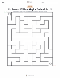 Podgląd drukowalnego arkusza ćwiczeń Kwaku Anansi i Żółw - Afryka Zachodnia