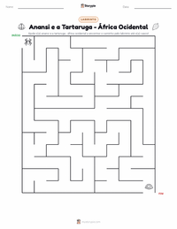 Prévia da folha de atividades imprimível Kwaku Anansi e a Tartaruga - África Ocidental