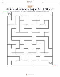 Kwaku Anansi ve Kaplumbağa - Batı Afrika yazdırılabilir çalışma sayfası önizlemesi