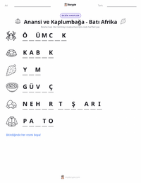 Kwaku Anansi ve Kaplumbağa - Batı Afrika yazdırılabilir çalışma sayfası önizlemesi