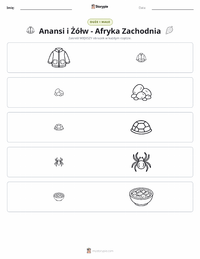 Podgląd drukowalnego arkusza ćwiczeń Kwaku Anansi i Żółw - Afryka Zachodnia