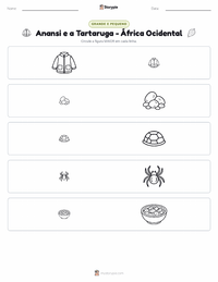 Prévia da folha de atividades imprimível Kwaku Anansi e a Tartaruga - África Ocidental
