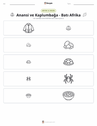 Kwaku Anansi ve Kaplumbağa - Batı Afrika yazdırılabilir çalışma sayfası önizlemesi