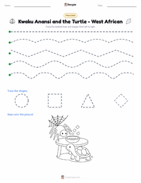 Kwaku Anansi and the Turtle - West African printable worksheet preview