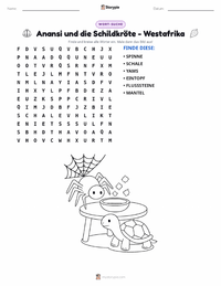 Kwaku Anansi und die Schildkröte - Westafrikanisch druckbare Arbeitsblatt Vorschau