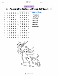 Aperçu de la feuille de travail imprimable Kwaku Anansi et la Tortue - Afrique de l'Ouest
