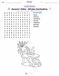 Podgląd drukowalnego arkusza ćwiczeń Kwaku Anansi i Żółw - Afryka Zachodnia