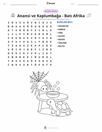 Kwaku Anansi ve Kaplumbağa - Batı Afrika yazdırılabilir çalışma sayfası önizlemesi
