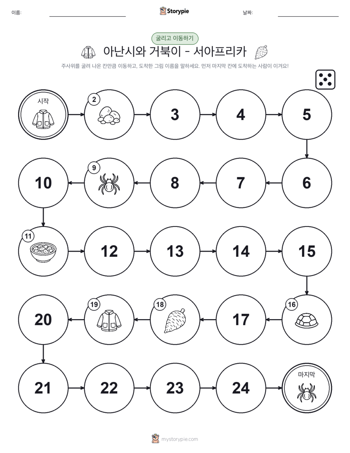 주사위 굴리고 이동하기 게임