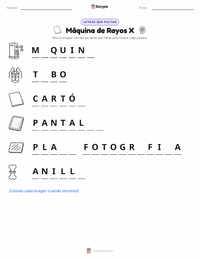 Vista previa de la hoja de trabajo imprimible de Máquina de rayos X