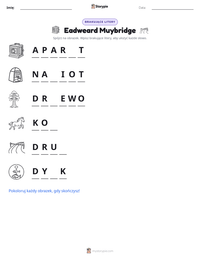 Podgląd drukowalnego arkusza ćwiczeń Eadweard Muybridge